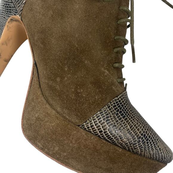 Opening Ceremony Suede Platform Lace Up Boots Green Size 10 - Picture 7 of 13